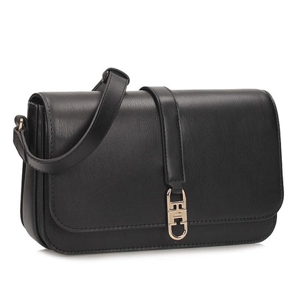 Klasyczna czarna listonoszka damska Tommy Hilfiger AW0AW17723 BDS TH LIBRE FLAP CROSSOVER