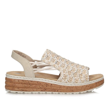 Sandały damskie Rieker 62741-60 beżowe wsuwane na platformie