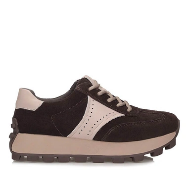 Sneakersy damskie Filippo DP7976/26 D BR brązowe skórzane sznurowane na platformie