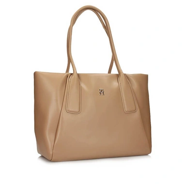 Torebka damska Tommy Hilfiger AW0AW18374 RBC TH ESSENTIAL TOTE beżowa shopperka na zamek na ramię