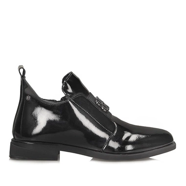 Skórzane eleganckie lakierowane Botki Filippo DBT4763/25 BK czarne