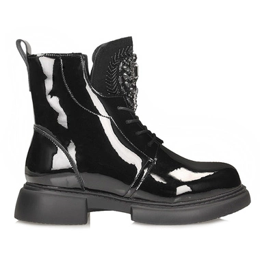 Lakierowane Skórzane Botki damskie Filippo DBT6568/25 BK