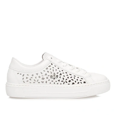 Sneakersy damskie Rieker L8831-80 white białe półbuty sznurowane ażurowe