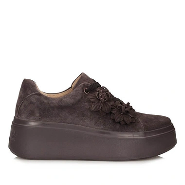 Sneakersy damskie Filippo DP7987/26 D BR brązowe skórzane sznurowane na platformie