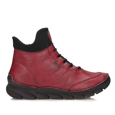 Botki damskie Rieker 55069-35 czerwone na zamek na platformie