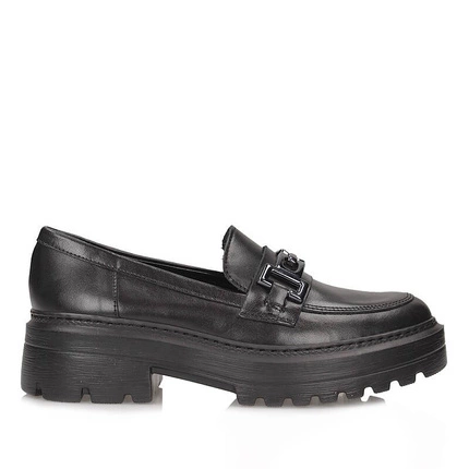 Czarne Mokasyny lordsy na grubej podeszwie Loafersy Ryłko C2R28_DZ__313F 