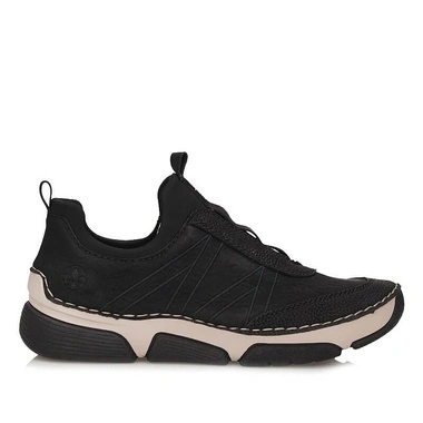 Półbuty damskie Rieker 45975-00 BLACK czarne wsuwane na platformie