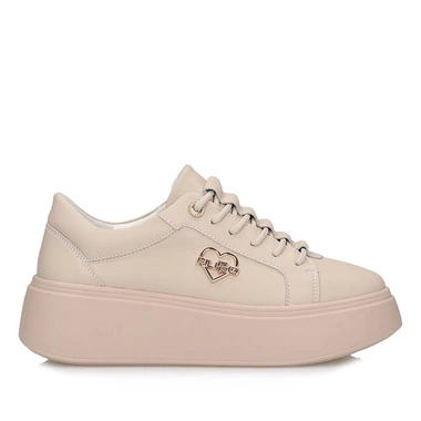 Skórzane sneakersy damskie na platformie Filippo DP6058/25 BE