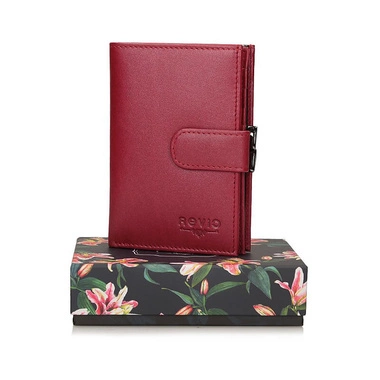 Zgrabny damski Portfel Revio SPD02/MC czerwony skóra naturalna