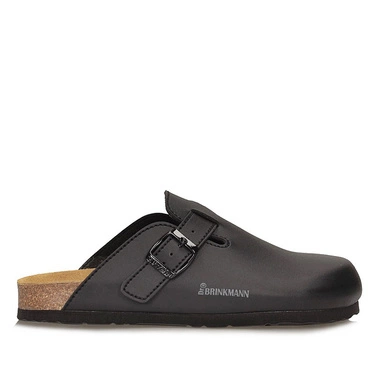 Klapki damskie/męskie Dr. Brinkmann 600140 -01 czarne ze skórzaną wkładką