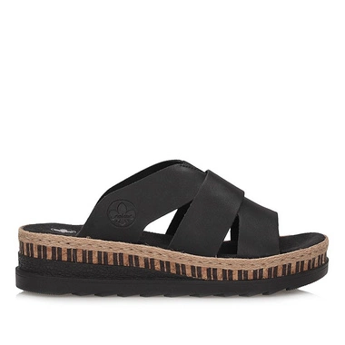 Klapki damskie Rieker V7989-00 czarne na platformie