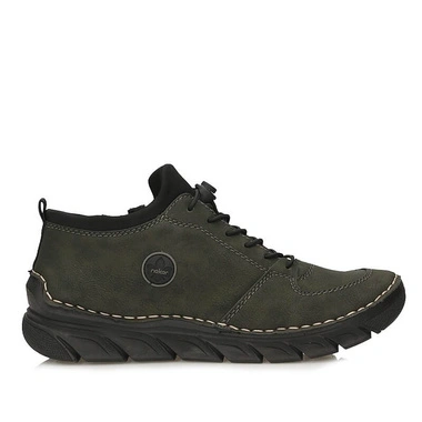 Botki damskie Rieker 55071-54 zielone wsuwane zapinane na zamek na platformie