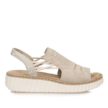 Sandały damskie Rieker 69262-62 beige beżowe wsuwane na platformie
