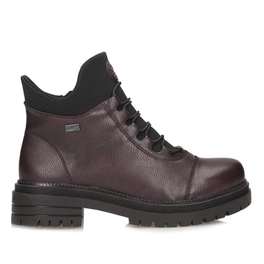 Botki damskie Rieker Y3163-35 bordowe wsuwane zapinane na zamek