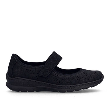 Klasyczne czarne półbuty damskie na rzep Rieker N4299-00