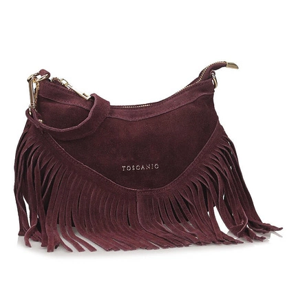 Zamszowa Stylowa Listonoszka Torebka na ramię Toscanio G105 bordo wel
