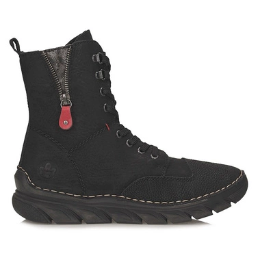 Wygodne czarne sznurowane botki damskie Rieker 55014-00