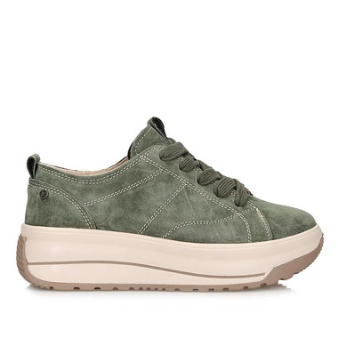 Sneakersy damskie Filippo DP7959/26 GE zielone skórzane sznurowane na platformie