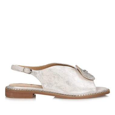 Klasyczne srebrne sandały damskie S.Barski KV51-012