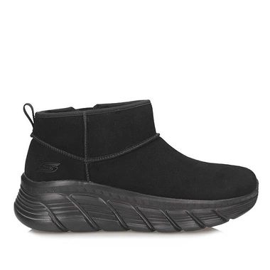 Botki damskie Skechers 117390 BBK BOBS FLEX HI Slip-ins czarne śniegowce ocieplane wsuwane