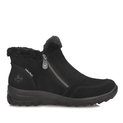Stylowe czarne botki damskie na zamek Rieker TEX L7188-00