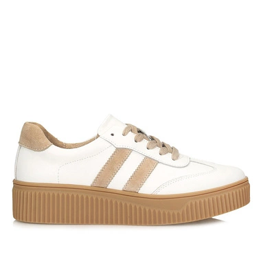 Skórzane sneakersy na grubej podeszwie Filippo DP6776/25 WH BE