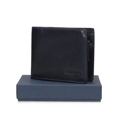 Skórzany Portfel męski Canaletto 1501-s307 granatowy bez zapięcia