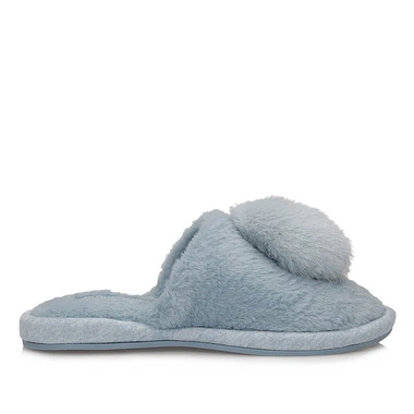 Ciepłe Kapcie pantofle laczki z pomponem Meteor 246 błękitne