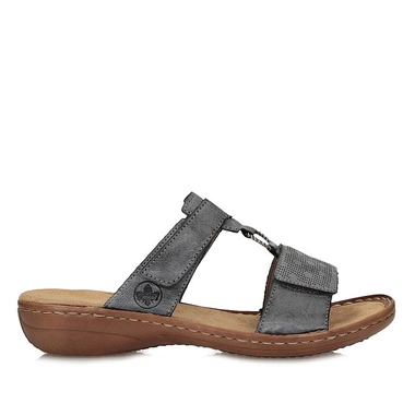 Klapki damskie Rieker 60885-12 niebieskie na rzep