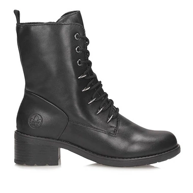 Stylowe czarne botki damskie na obcasie Rieker 75430-00