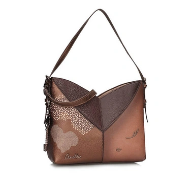 Torebka damska Anekke 43822-449 BOLSO HANDBAG DE HOMBRO ORCHESTRA brązowa listonoszka jednokomorowa zapinana na zamek do ręki na ramię