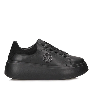 Sneakersy damskie Filippo DP6058/26 BK czarne skórzane sznurowane na platformie
