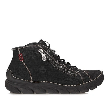 Botki damskie Rieker 55048-00 czarne na zamek na platformie