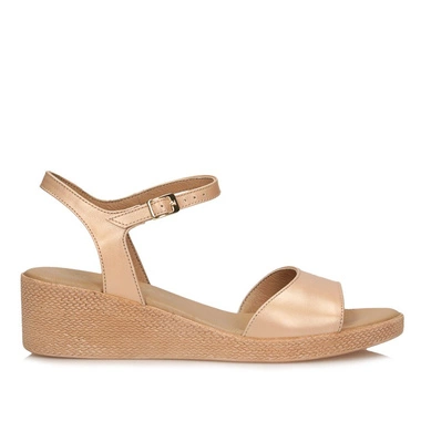 Złote skórzane Sandały na platformie Ryłko RELAX 3MG15_V_2STF