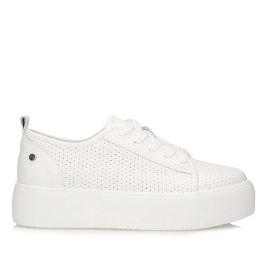 Białe Półbuty sneakersy damskie na platformie Filippo DP6116/25