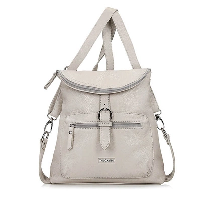  Włoski skórzany Plecak Torebka Toscanio F38 jasny popiel