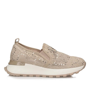 Damskie sportowe półbuty slip on Vinceza 66721 BE  beżowa koronka