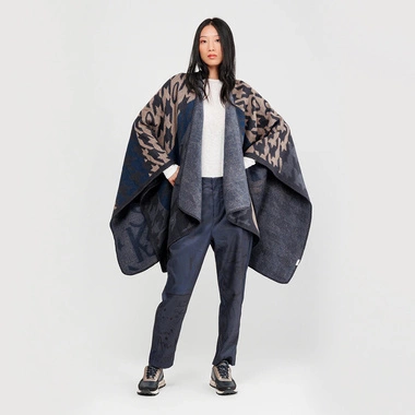 Ciepłe klasyczne damskie poncho Anekke PONCHO AZUL&BEIGE 41284-002