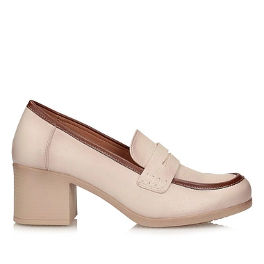 Beżowe eleganckie półbuty na klocku Potocki 25-12628BG