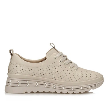Półbuty damskie Filippo DP7803/26 BE skórzane sneakersy dziurkowane na platformie