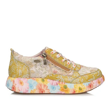 Sneakersy damskie Laura Vita 0007798 NIKITO 62 Abricot- A8 żółte sznurowane skórzane