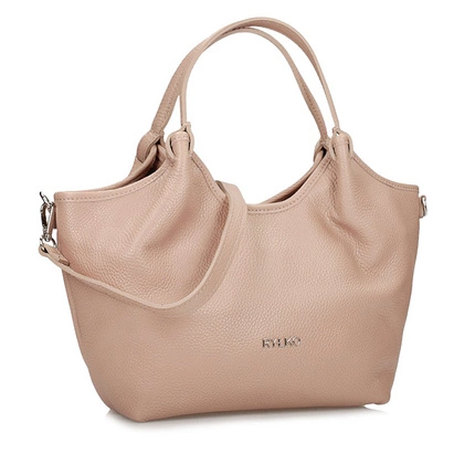 Beżowa pojemna skórzana Torebka Ryłko R40840TB_4QF