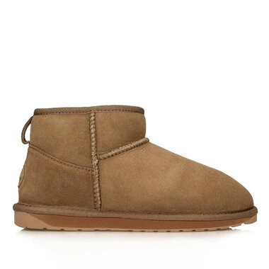 Śniegowce damskie EMU Australia W10937 Stinger Micro Camel brązowe wsuwane wodoodporne skórzane