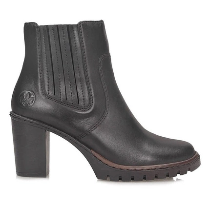Skórzane Klasyczne botki damskie na obcasie Rieker Y2577-00