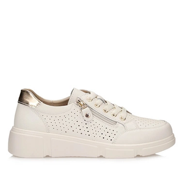 Skórzane ażurowe sneakersy damskie Filippo DP6702/25 BE