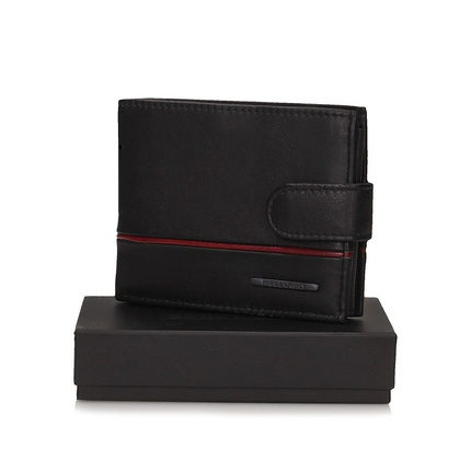 Skórzany pojemny portfel Bellugio TMM-80R-035 black/red RFID